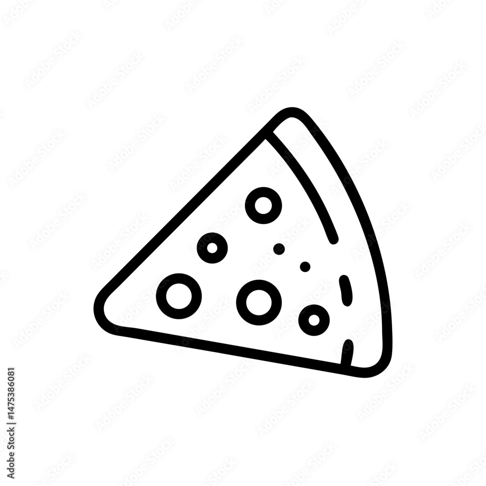 Poster a simple graphic showing a slice of pie with circular toppings isolated on a white background space 