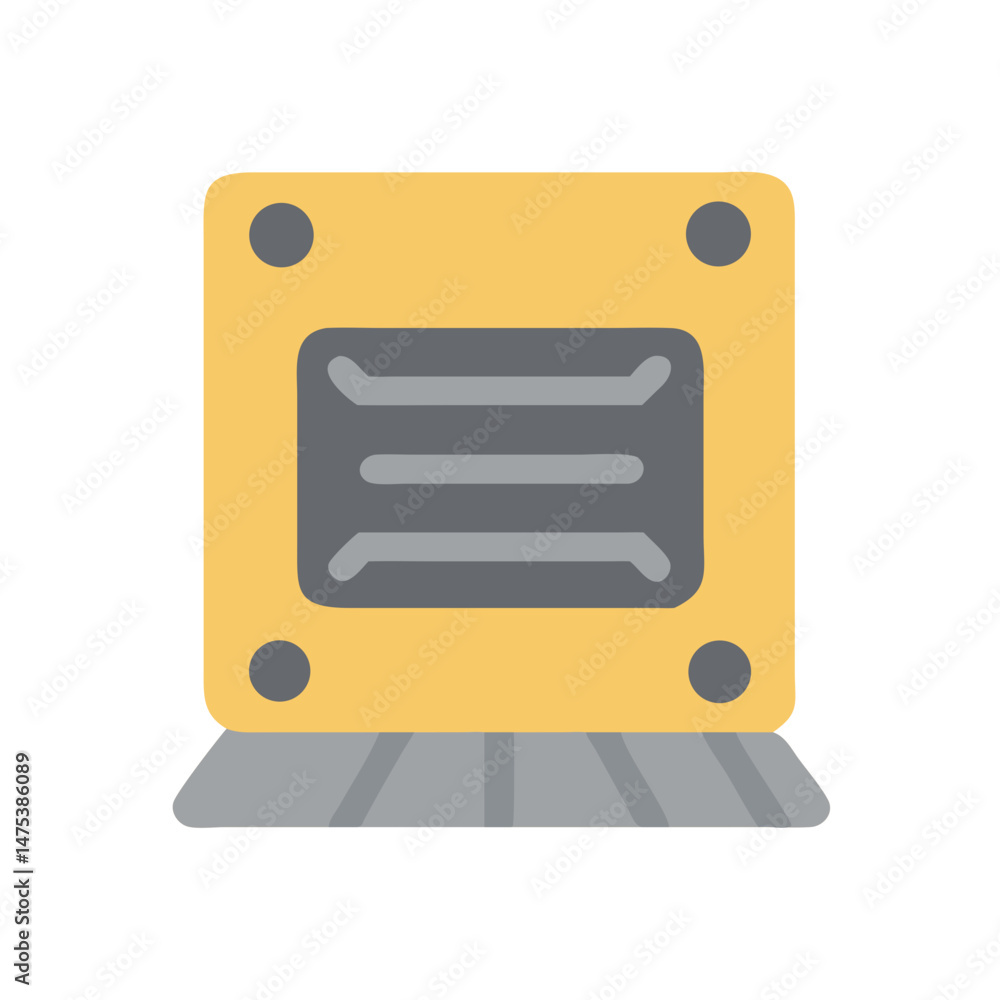 Poster stylized computer cpu illustration on plain white background