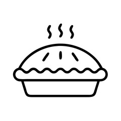 Simple graphic of a freshly baked pie with steam rising from it on a white background design element