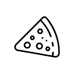 A simple graphic showing a slice of pie with circular toppings isolated on a white background space here