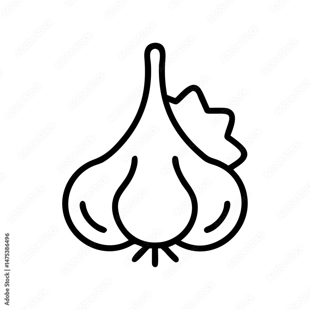 Aufkleber simple line drawing of a bulb of garlic with a papery outer layer and a strong distinct aroma