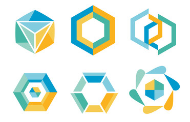 Hexagon Logo Icons Symbols