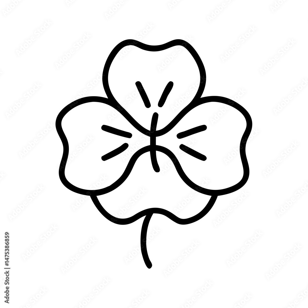 Poster simple line drawing of a flower with three petals and a stem on a white background image here now
