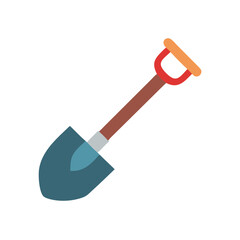 Isolated flat style shovel illustration on plain White Background