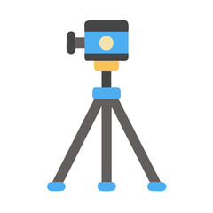 Isolated flat design icon of a camera tripod