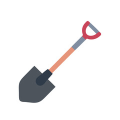 Isolated shovel against White Background depicting gardening and construction
