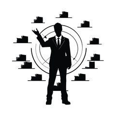 Obraz premium Teacher Silhouette with Book and Pointer