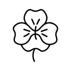 Simple line drawing of a flower with three petals and a stem on a white background image here now