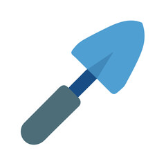 Flat design blue trowel on solid White Background illustration