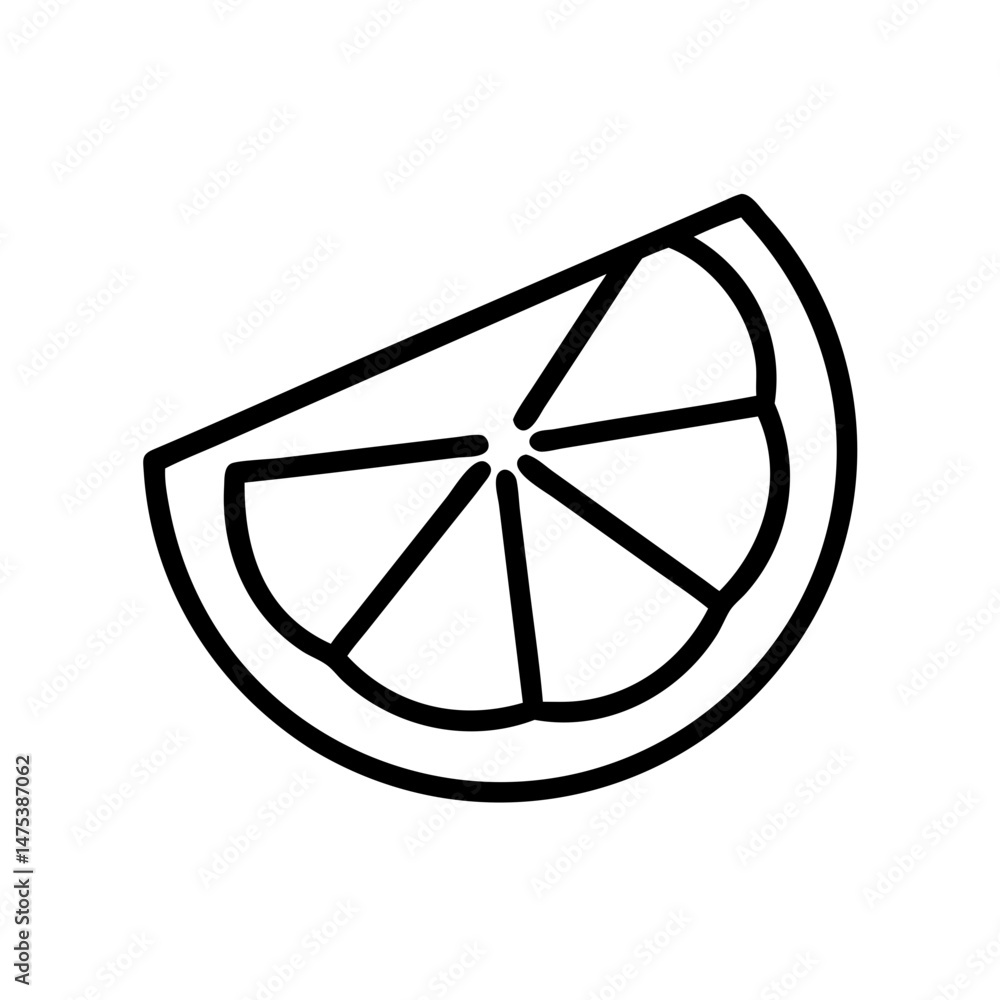 Poster A simple graphic of a citrus fruit slice with black outline and white fill showing the segments inside