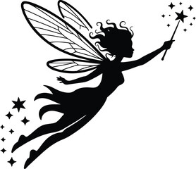 Fairy Silhouette Set | Magical Fantasy Vector Collection Fairy Silhouettes Pack | Enchanted Wings, Fantasy Creatures, Magic Art