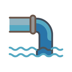 Simple illustration of a pipe releasing water into a river