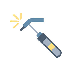 Welding torch illustration with light on a White Background