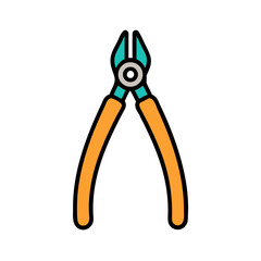 Lineman plier in flat design against White Background