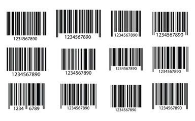 Barcode bar icon set vector. Collection of barcode icon for product identification, retail vector design element