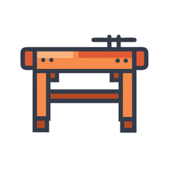 Cartoon workbench vector illustration with orange wood texture