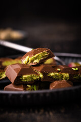 Dubai chocolate with kadayif pistachio filling