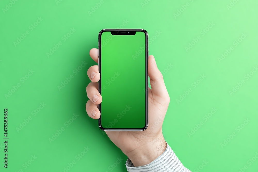 Poster contemporary mobile device presentation showcasing application user interface