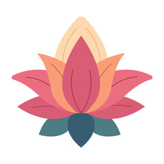 Obraz premium Meditation time, hand drawn element: lotus. Vector flat illustration of meditation stuff, equipments, yoga accessories
