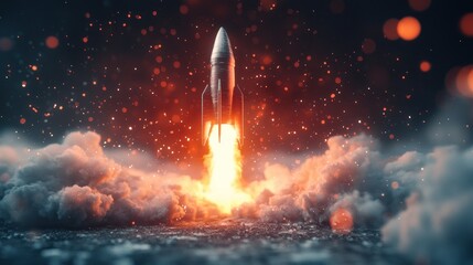 Spectacular Rocket Launch: A fiery Ascent into the Cosmos