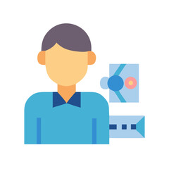 Man with Analytics Data on a Black Background