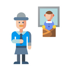 Flat vector icon of a man and portrait