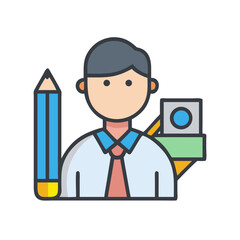 Architect, Designer, Engineer Vector Icon on Black Background
