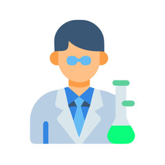 Scientist with beaker, laboratory, science, experiment, chemistry vector