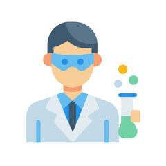 Scientist with Test Tube Icon for Medical Research