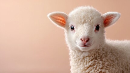 Fototapeta premium Adorable Lamb Portrait: A Symbol of Innocence and Purity