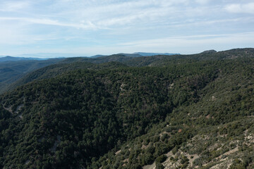 Naklejka premium Aerial view of The Prades Mountains Catalonia Spain