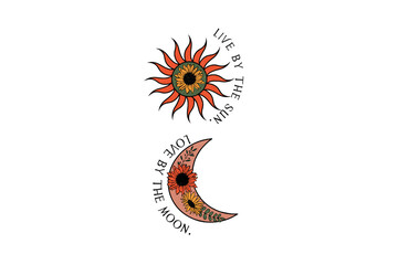 Live by the Sun, Love by the Moon – Sunflower and Mystical Moon Sublimation Design