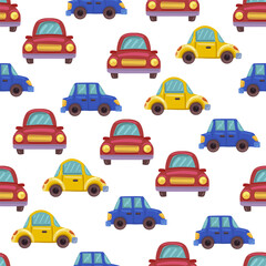 vector seamless pattern with children's drawing, print for children's textiles, decor and decoration of children's rooms and things, machines and balls for decoration of children's holiday and printin