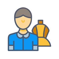 Colorful icon illustration of a fashion designer woman