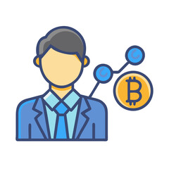 Bitcoin consultant icon with graph analytics and business