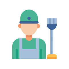 Cleaning service worker with mop vector illustration graphic