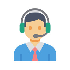 Customer service representative with headset flat vector illustration