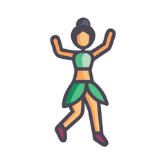 Dancing Woman Icon, Green Top and Skirt