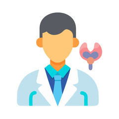 Endocrinologist Doctor with Thyroid Gland Illustration on Black