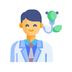 Scientist with a plant icon flat design illustration