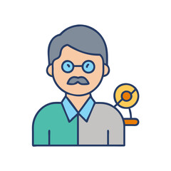 Scientist vector illustration with lightbulb, idea and innovation