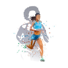 Run, running women, group of isolated vector illustrations. Athletics, track and field collage