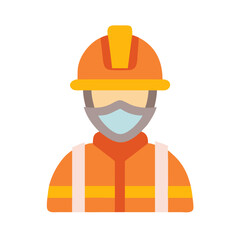 Worker with hardhat and mask wearing uniform vector
