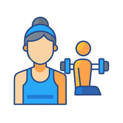 Woman working out at gym, flat vector illustration