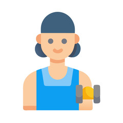 Woman exercising with dumbbell icon for fitness illustration