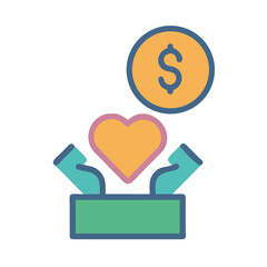 Charity, donation, giving love and money illustration concept