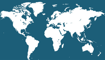 World map. Blue modern vector map. Silhouette map.	