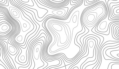 White background topography contour map with black curve lines. Abstract Topographic background. Geographic line map. Wavy pattern design.