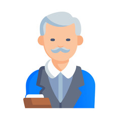 Senior gentleman avatar with suit and folder illustration