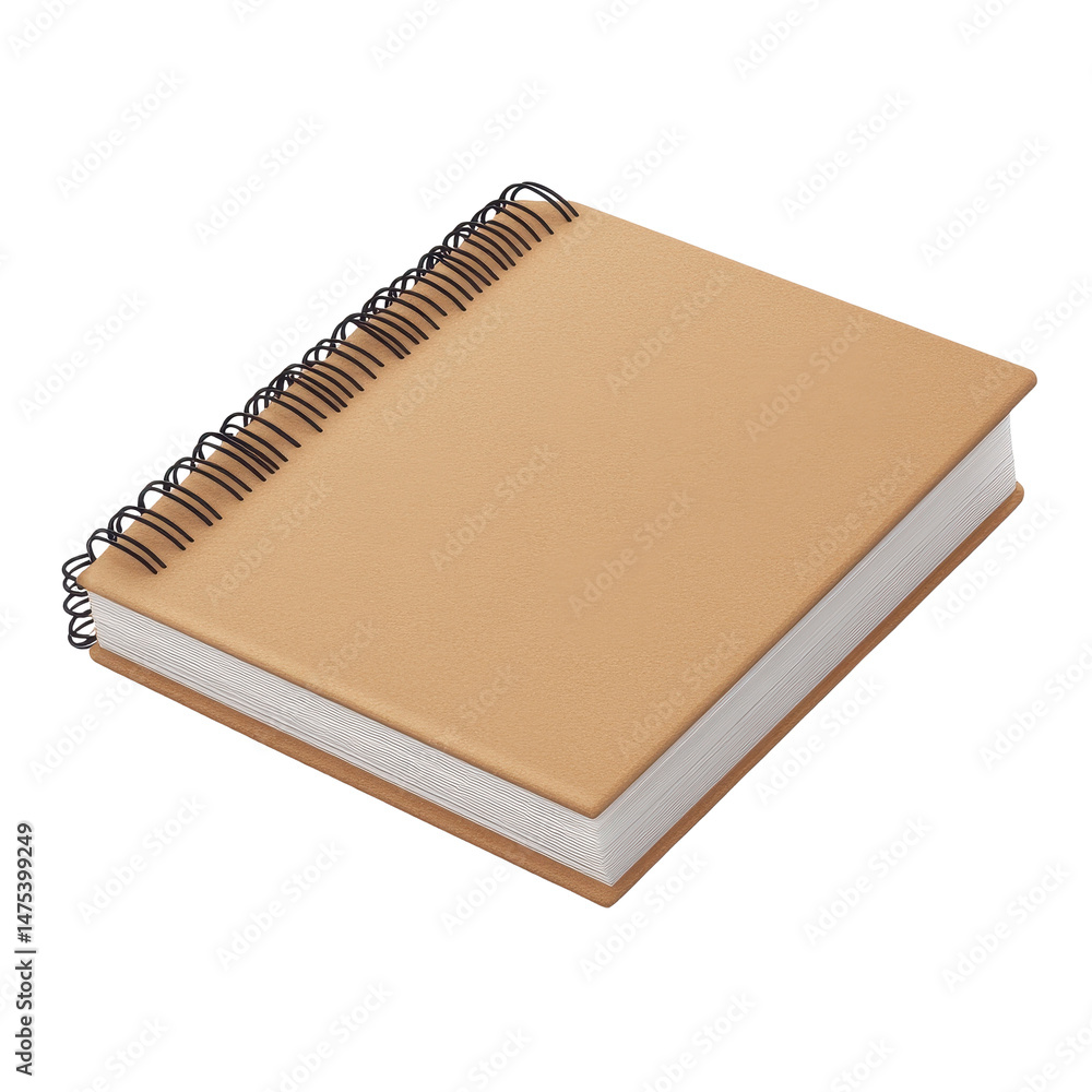 Aufkleber brown notebook with spiral binding isolated on a transparent background suitable for various uses in
